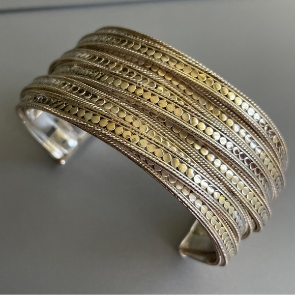 Anna Beck Massive Dotted Sterling Silver And Gold Vermeil Wide Cuff Brac… - Picture 2 of 10